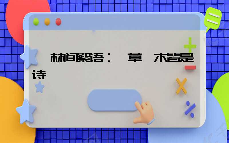  林间絮语：一草一木皆是诗